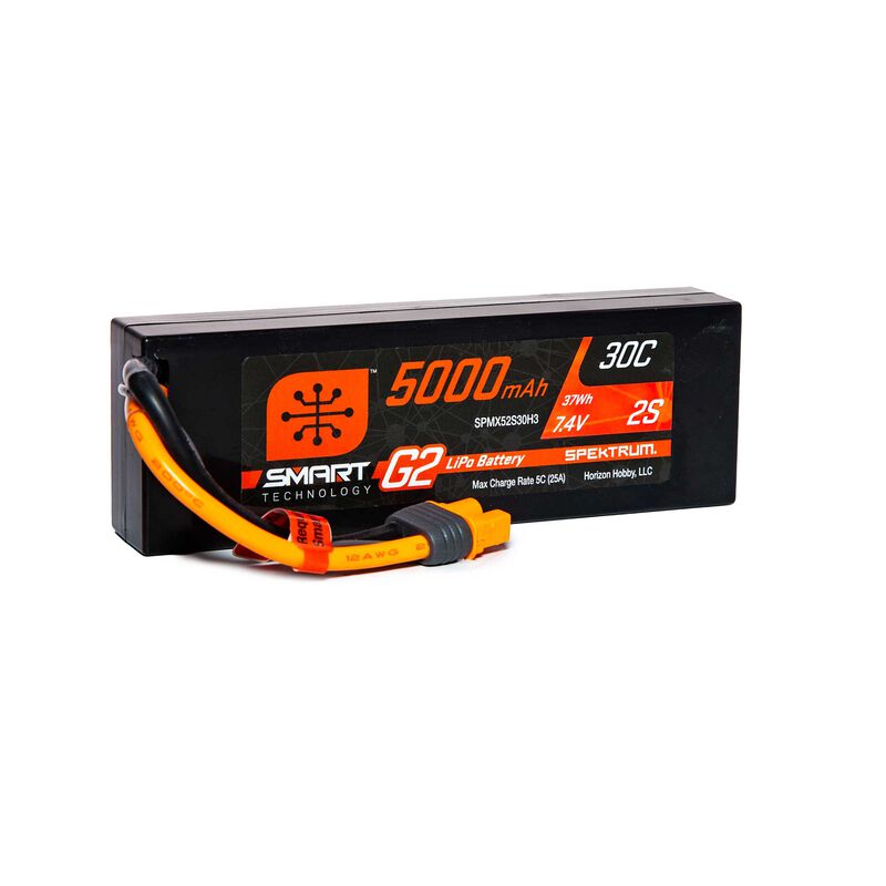 7.4V 5000mAh 2S 30C Smart LiPo G2 Hard Case IC3 - SPMX52S30H3