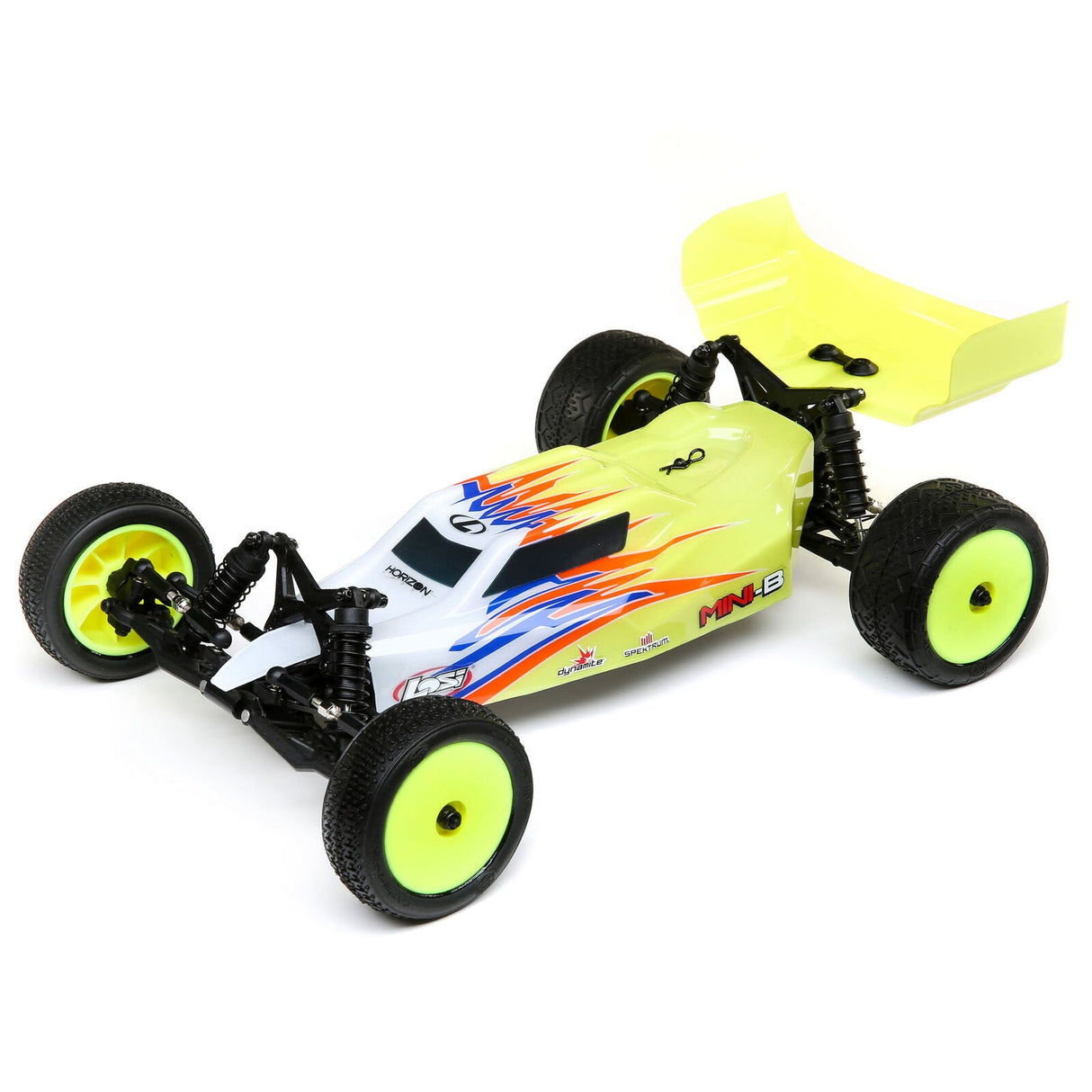 1/16 Mini-B 2WD Buggy Brushed RTR, Yellow/White - LOS01016T3