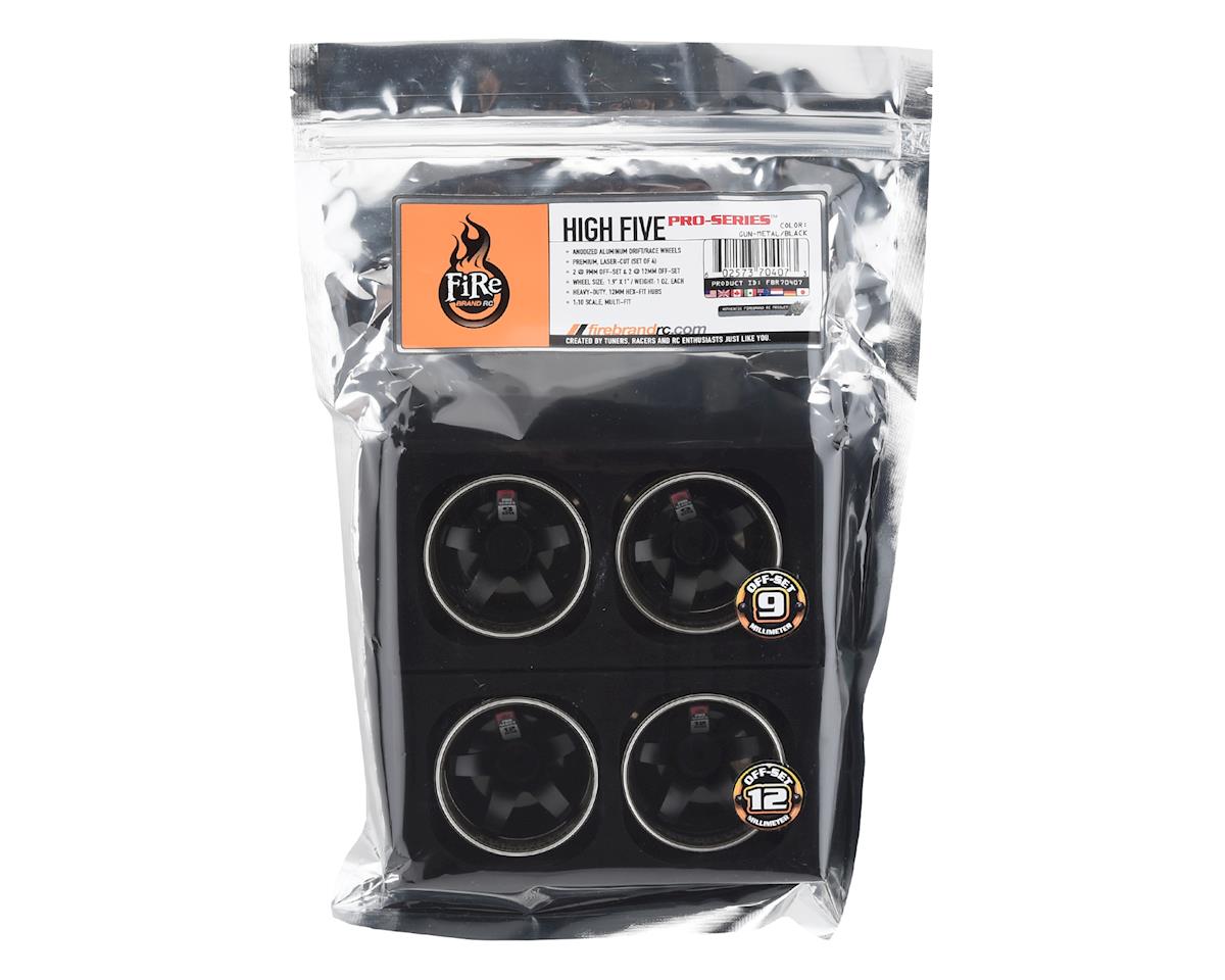 Firebrand RC HighFive PRO SERIES Aluminum Drift Wheels 4 Gunmetal/Black 9mm/12mm Offset w/12mm Hex - FBR1MTXHI5073