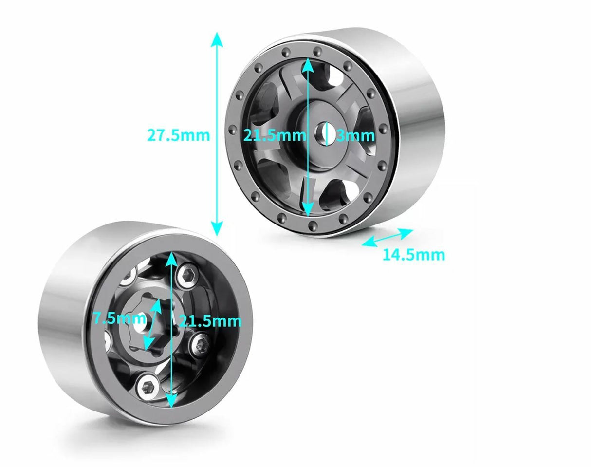 Axial SCX24 Aluminum Beadlock Rims 5 Spoke Orange - TRC-115