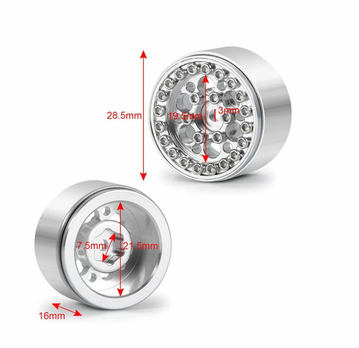 Axial SCX24 Aluminum Beadlock Rims Orange Black - TRC-113