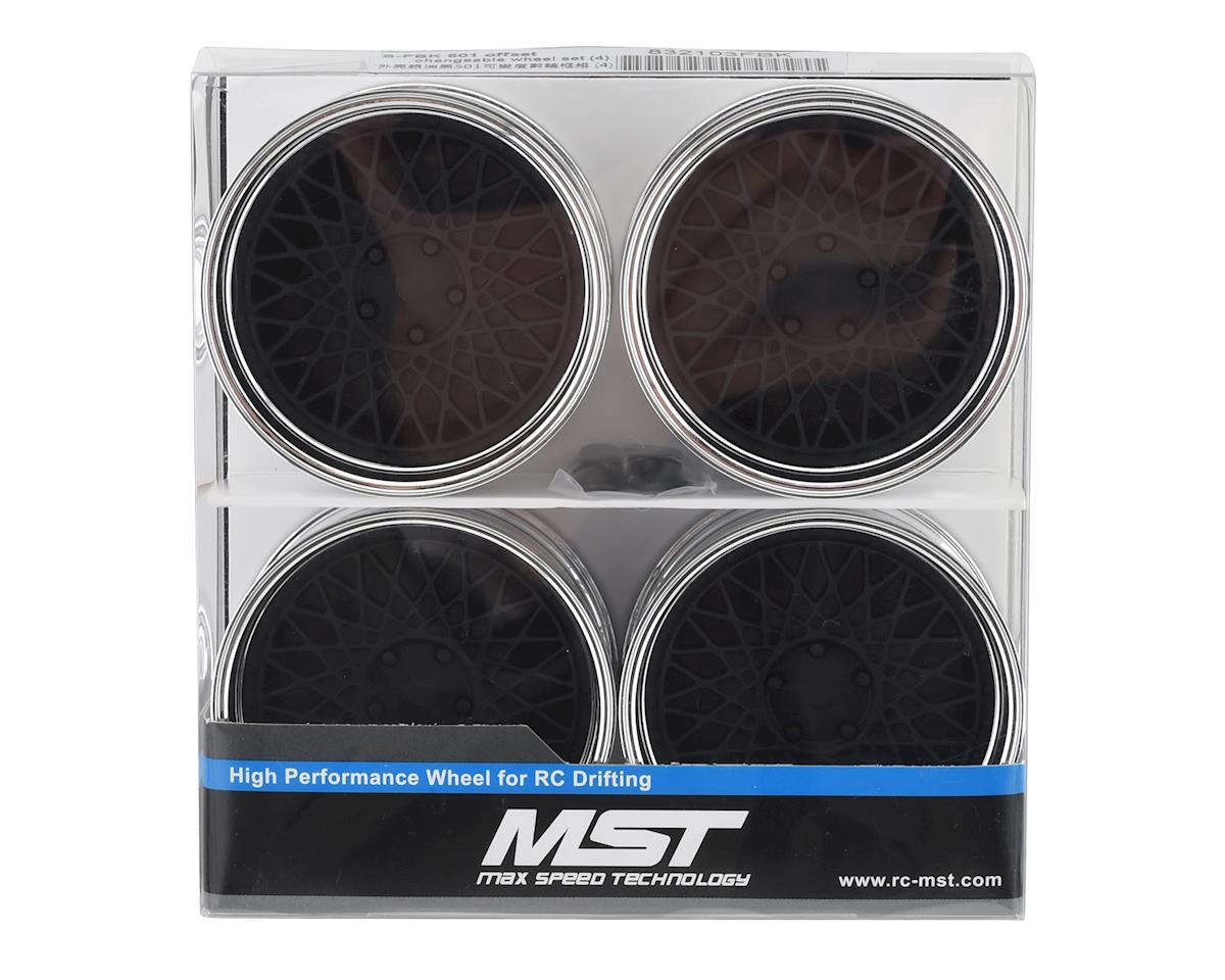 MST 501 Wheel Set (Flat Black) (4) (Offset Changeable) w/12mm Hex - MXS-832103FBK