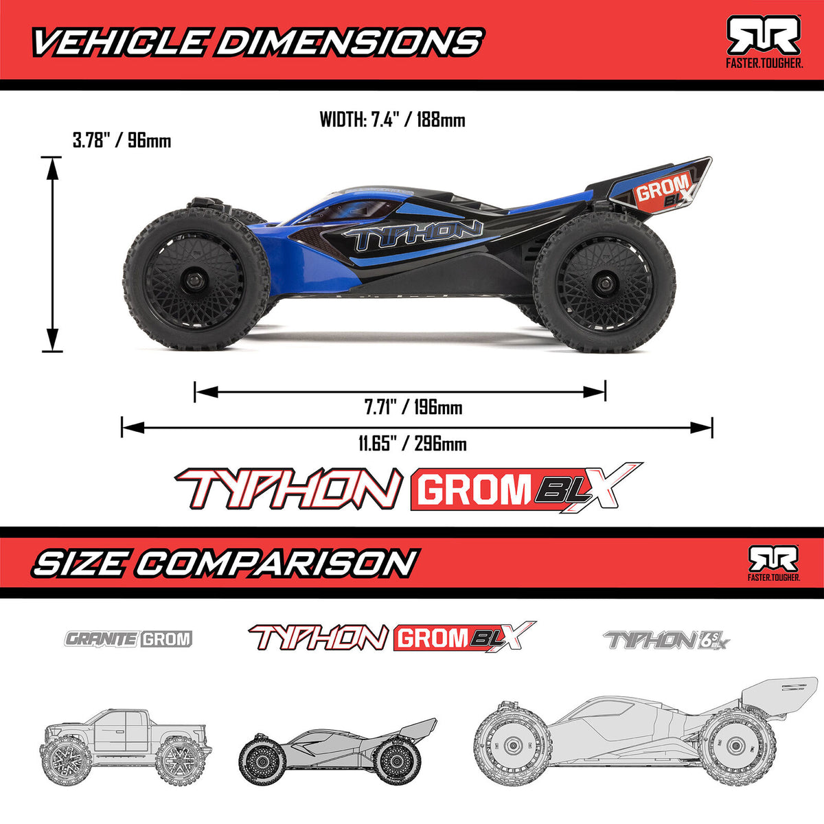 ARA2306ST2 1/14 ARRMA TYPHON GROM DSC 223S (Battery & Charger Included)