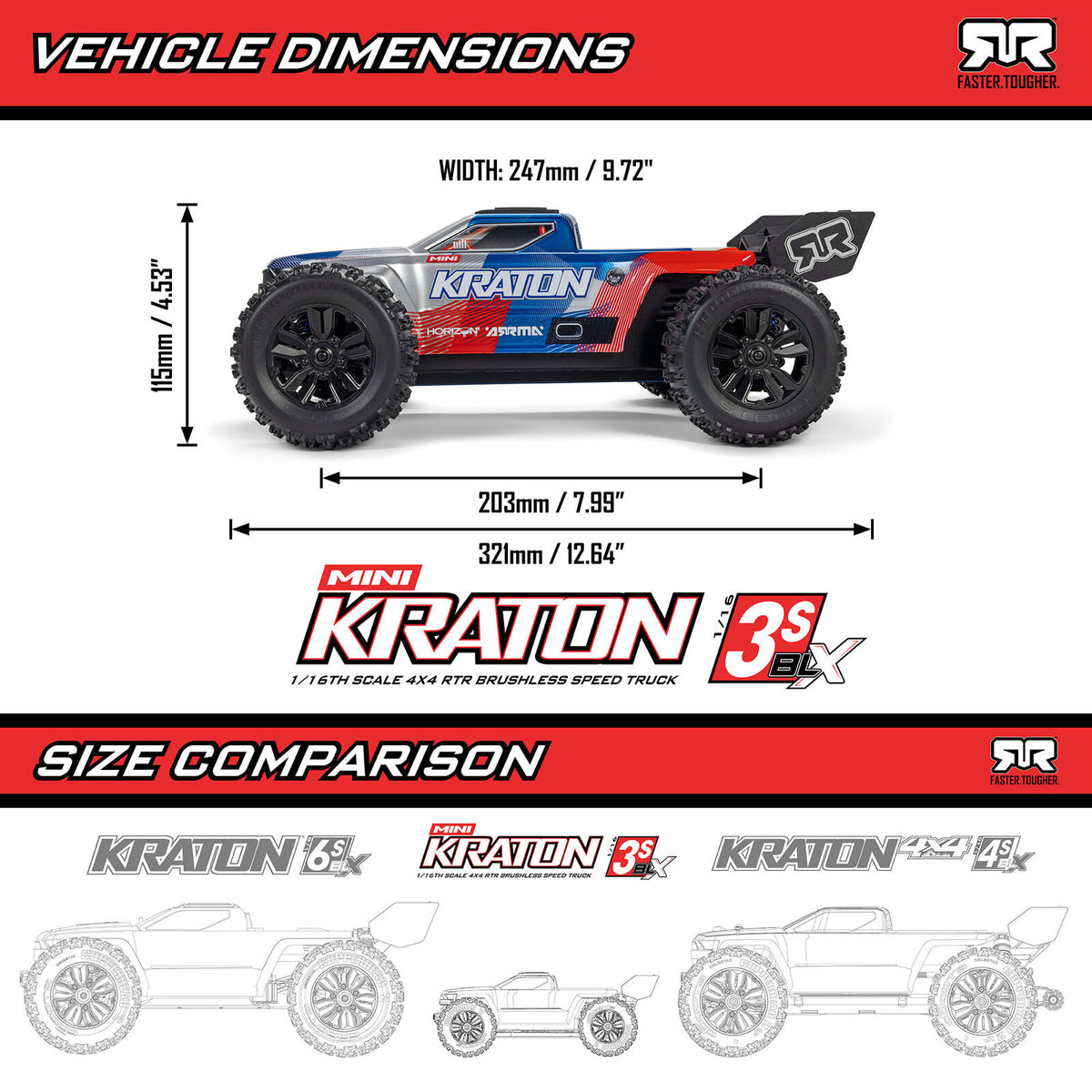 ARA2508T1 1/16 ARRMA MINI KRATON 3S
