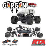 1/10 GORGON 2WD RTA Kit Brushed Monster Truck (Battery & Charger Included), Clear