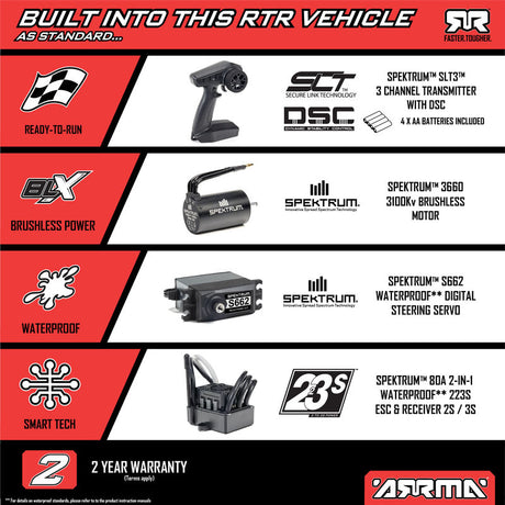 1/10 GRANITE 223S DSC 4X4 RTR Brushless Monster Truck, Red
