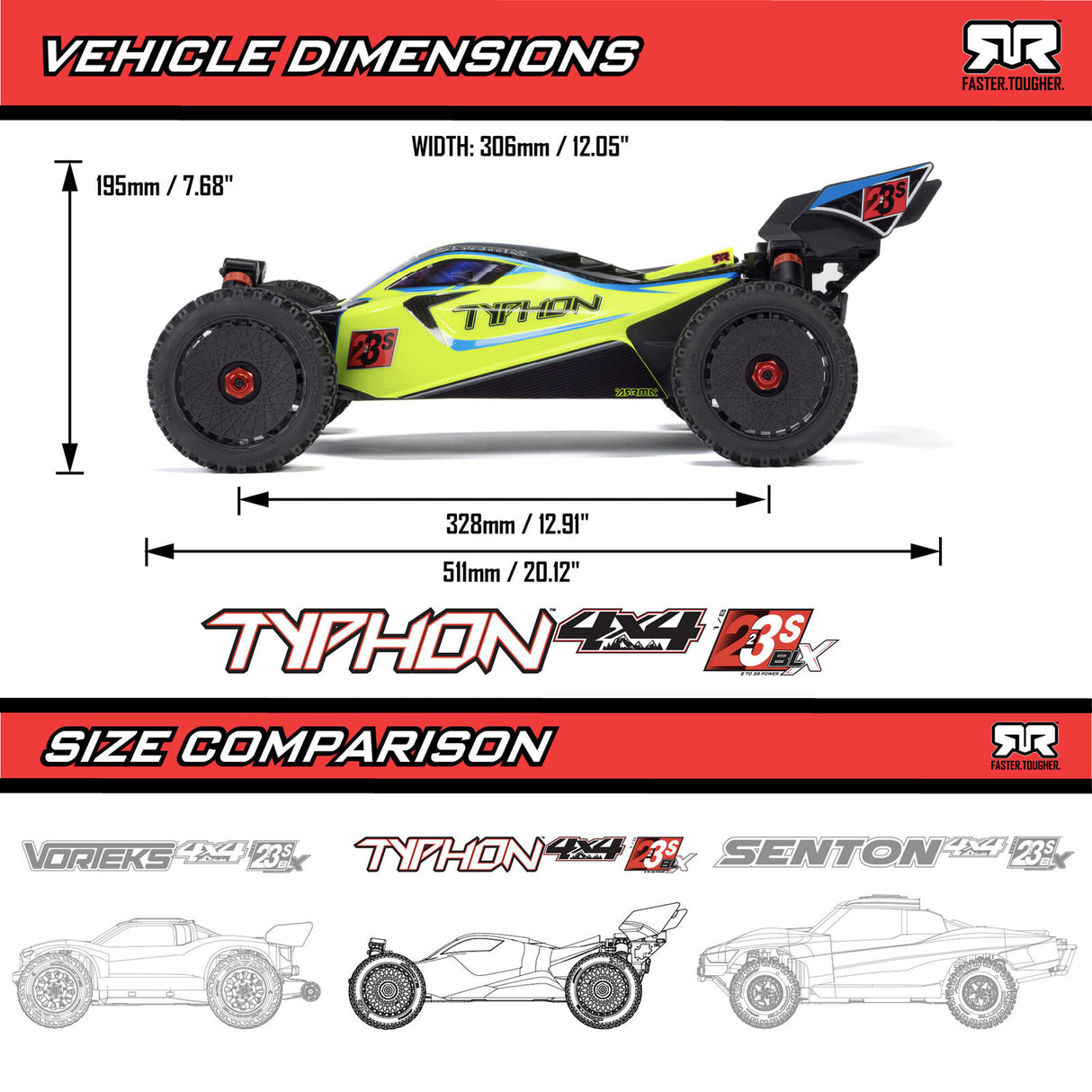 ARA4306V4T1 1/8 ARRMA TYPHON 223S