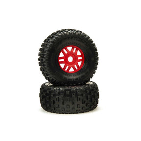1/8 dBoots Fortress Front/Rear 2.4/3.3 Pre-Mounted Tires, 17mm Hex, Red (2)