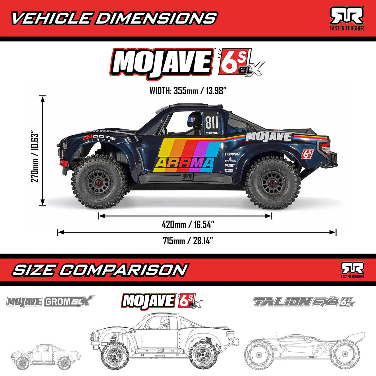 ARA7604V3T1 1/7 ARRMA MOJAVE 6S