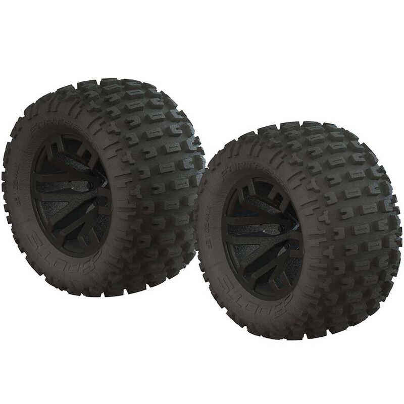 ARRMA 1/10 dBoots Fortress MT 2.2/3.0 Pre-Mounted Tires, 14mm Hex, Black (2) - ARAC9632