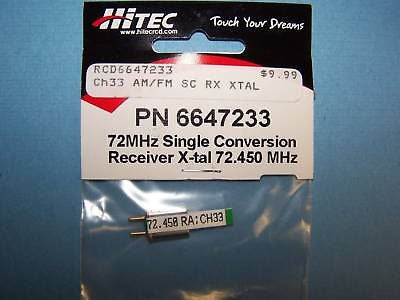 HITEC 72mHz SINGLE CONVERSION RECEIVER CRYSTAL (72.450 MHz) CH 33 #6647233