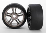 Tires & wheels, assembled, glued (split-spoke, black chrome wheels, slick tires (S1 compound), foam inserts) (rear) (2)