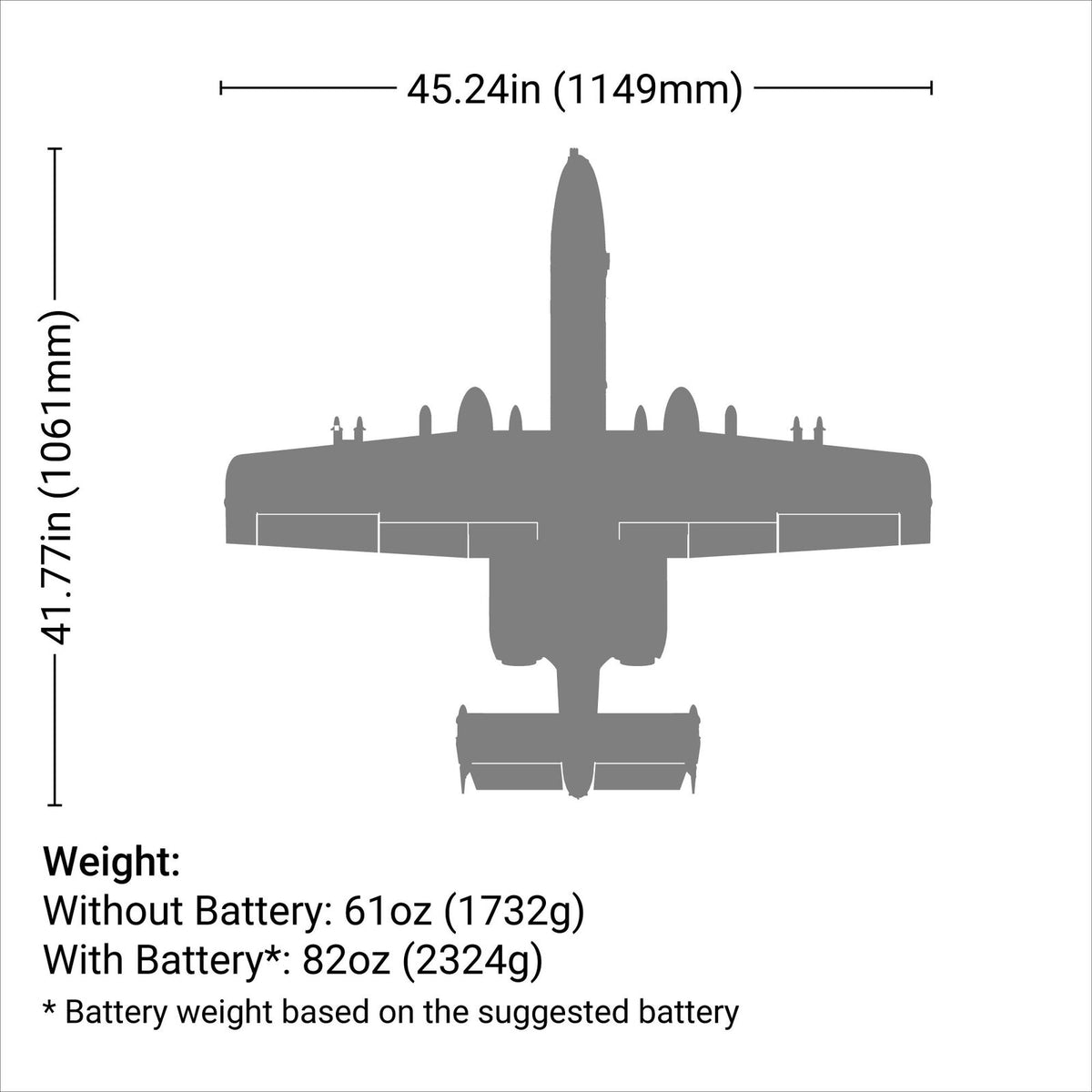 EFL011500 A-10 Thunderbolt II Twin 64mm EDF BNF Basic with AS3X and SAFE Select