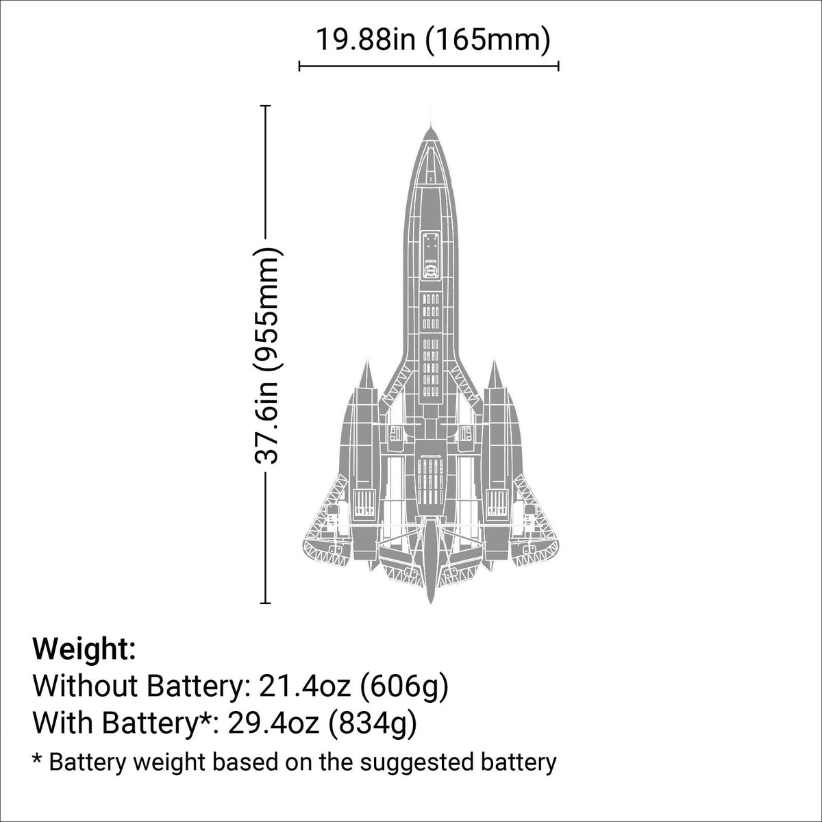 EFL02050 SR-71 Blackbird Twin 40mm EDF BNF Basic with AS3X and SAFE Select