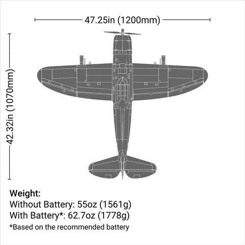 E-Flite P-47 Razorback 1.2m BNF Basic with AS3X & SAFE Select - EFL08450