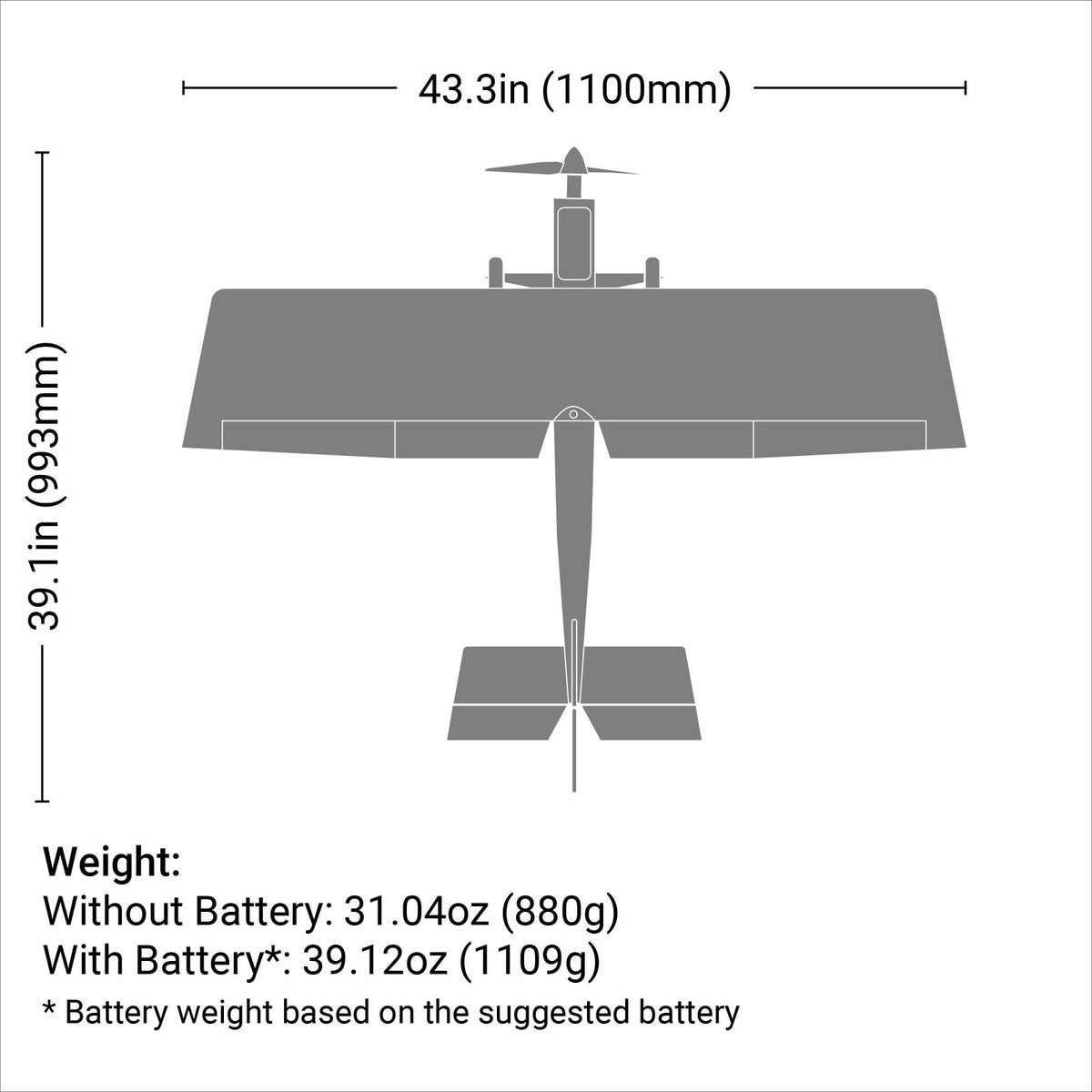 EFL14050 Ultra Stick 1.1m BNF Basic with AS3X and SAFE Select