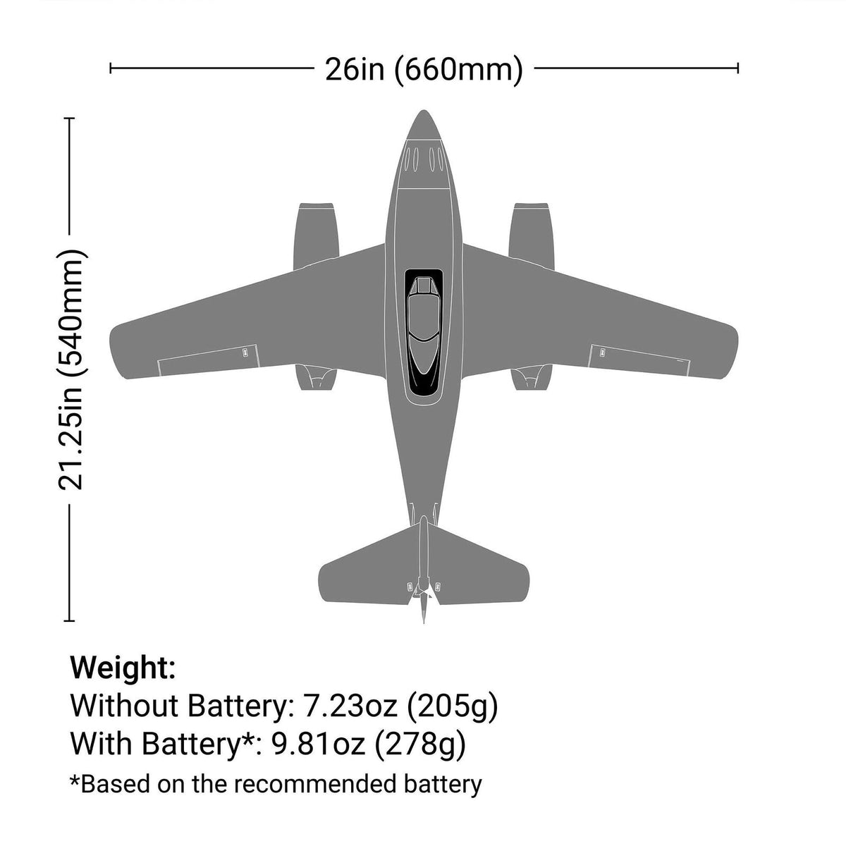 EFLU31050 UMX Me 262 30mm EDF Jet BNF Basic with AS3X and SAFE Select, 660mm