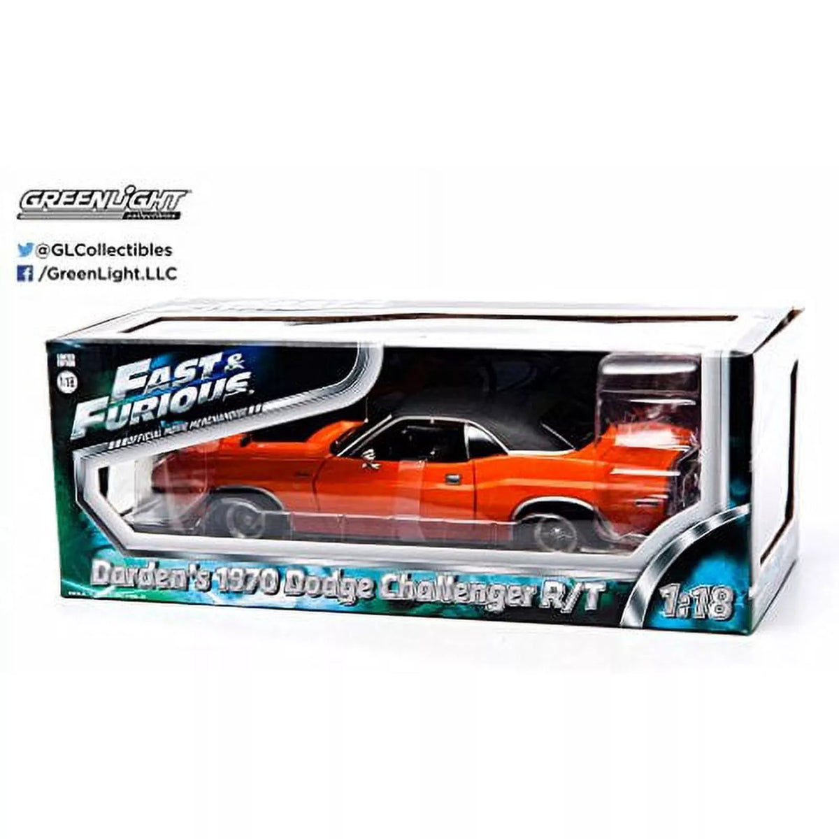 1:18 Greenlight Fast & Furious Darden's 1970 Dodge Challenger R/T Orange Diecast