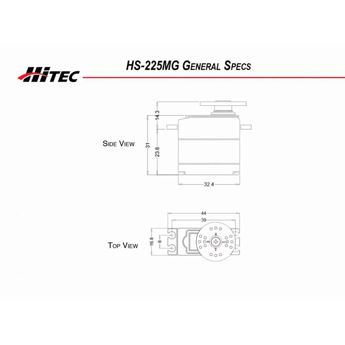 HRC32225S RCD Inc HS-225MG Mini Analog Metal Gear Servo