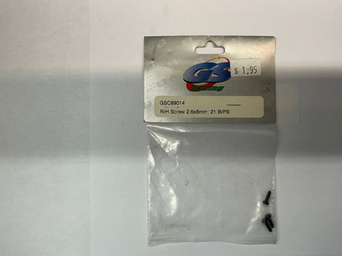 GS Racing R/H Screw 2.6x8mm: 21 B/PS GSC89014