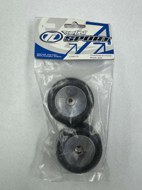 LOSB1175 Mini T Fr Directional Tire on chrome dish wheel - 605482136331