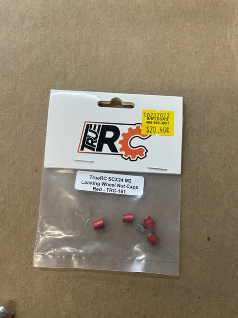 True Rc SCx24 M2 Locking wheel nut caps Red TRC-161