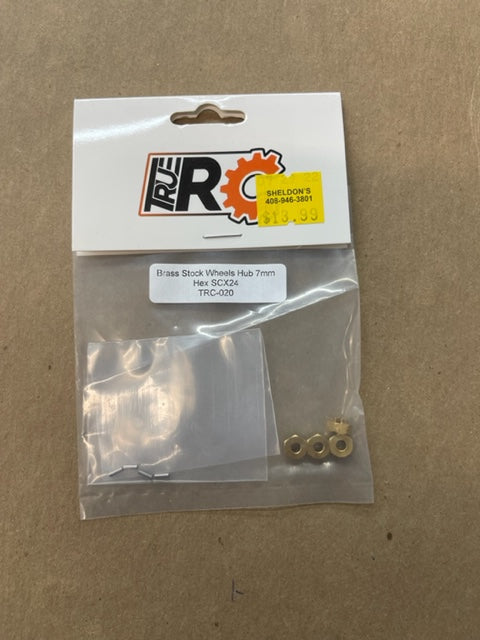 Brass stock wheels hub 7mm hex SCx24 RC-020