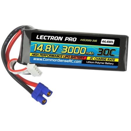 LECTRON PRO 14.8V 3000MAH 30C LIPO BATTERY WITH EC3 CONNECTOR FOR EDF JETS, QUADS