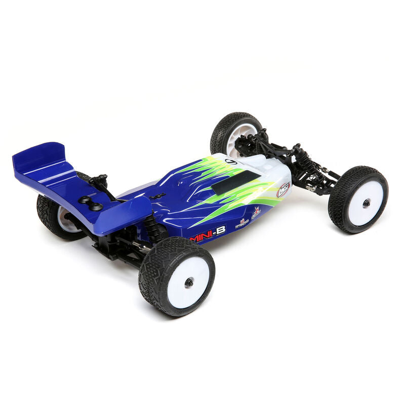 1/16 Mini-B 2WD Buggy Brushed RTR, Blue/White - LOS01016T1