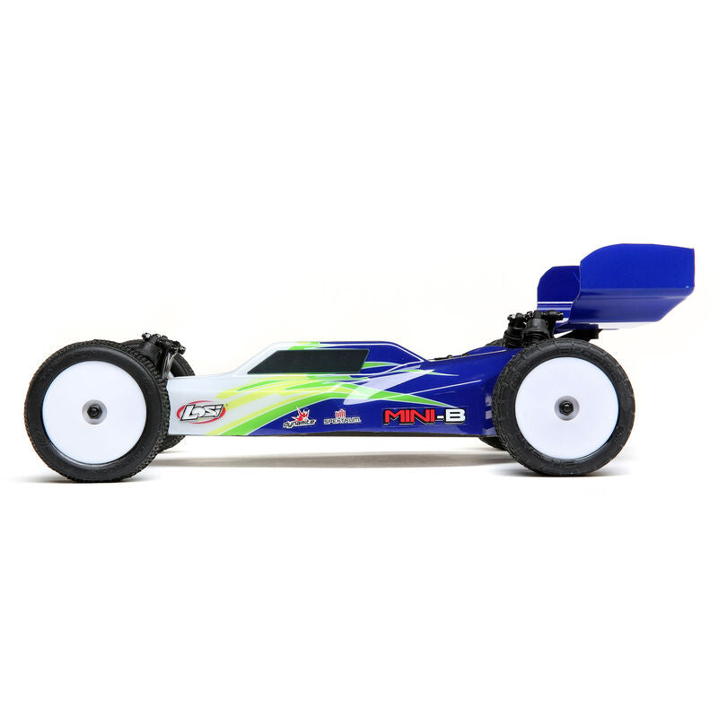 1/16 Mini-B 2WD Buggy Brushed RTR, Blue/White - LOS01016T1
