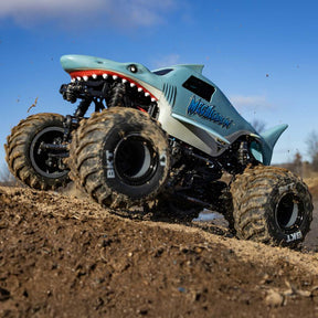 1/18 Mini LMT Megalodon 2S 4X4 RTR Brushed Monster Truck (Battery & Charger Included), Blue - LOS01026T3