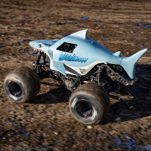 1/18 Mini LMT Megalodon 2S 4X4 RTR Brushed Monster Truck (Battery & Charger Included), Blue