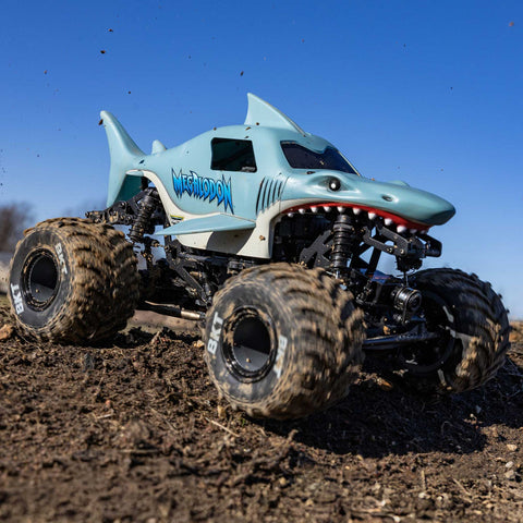 1/18 Mini LMT Megalodon 2S 4X4 RTR Brushed Monster Truck (Battery & Charger Included), Blue