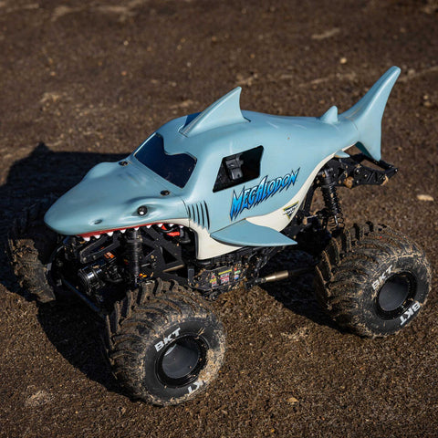 1/18 Mini LMT Megalodon 2S 4X4 RTR Brushed Monster Truck (Battery & Charger Included), Blue