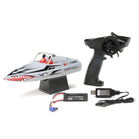 Sprintjet 9 Self-Righting Deep-V Jet Boat Brushed RTR Silver - PRB08045T2