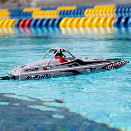 Sprintjet 9 Self-Righting Deep-V Jet Boat Brushed RTR Silver - PRB08045T2