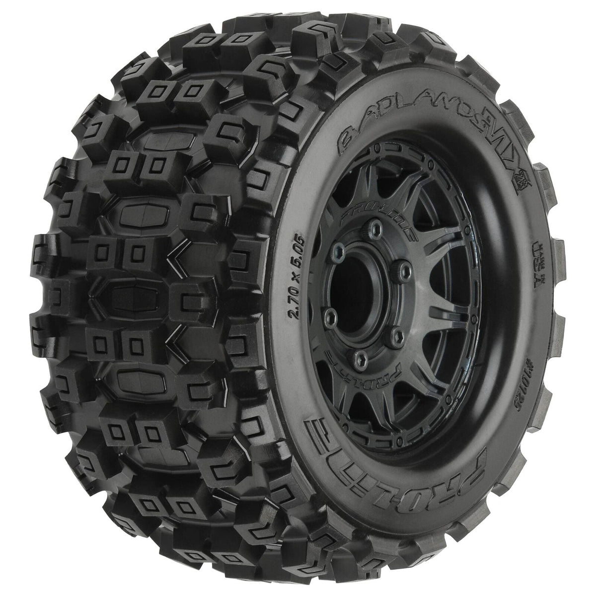 1/10 Badlands MX28 Fr/Rr 2.8" MT Tires Mounted 12mm Blk Raid (2) - PRO1012510