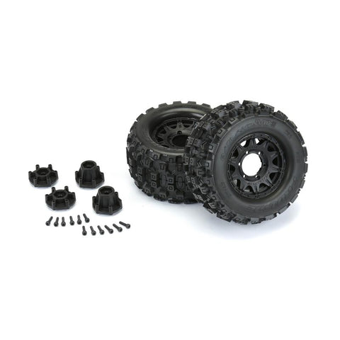 1/10 Badlands MX28 Fr/Rr 2.8" MT Tires Mounted 12mm Blk Raid (2) - PRO1012510