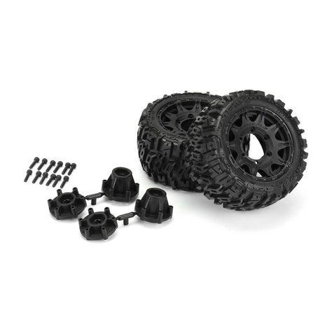 1/10 Trencher LP Front/Rear 2.8" MT Tires Mounted 12mm Blk Raid (2) - PRO1015910