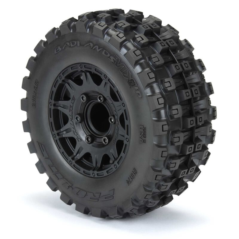 1/10 Badlands MX28 BELTED F/R 2.8" MT Tres Mounted 12mm Blk Raid (2) - PRO1017410