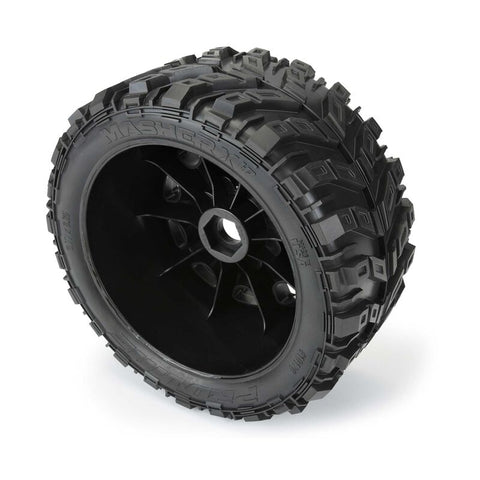 1/6 Masher X HP BELTED Fr/Rr 5.7" MT Tires Mounted 24mm Black Raid (2) - PRO1017610