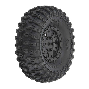 1/24 Hyrax Front/Rear 1.0" Tires Mounted 7mm Black Impulse (4): SCX24 - PRO1019410