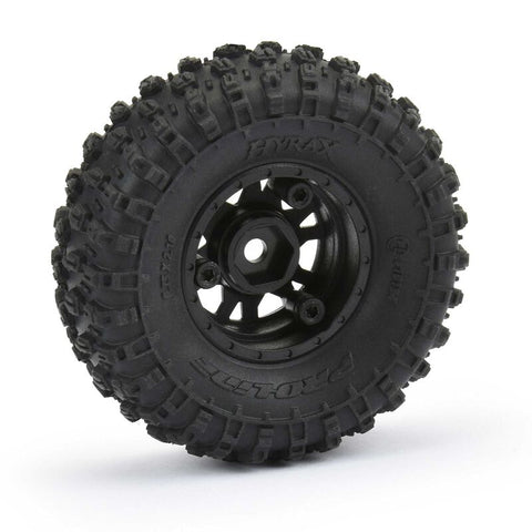 1/24 Hyrax Front/Rear 1.0" Tires Mounted 7mm Black Impulse (4): SCX24 - PRO1019410