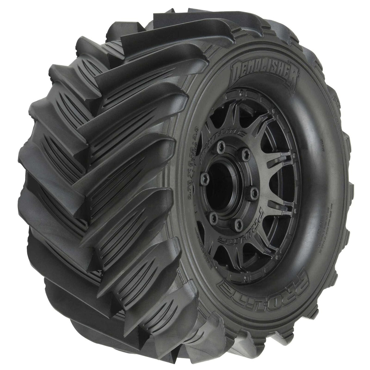 1/10 Demolisher Front/Rear 2.8" MT Tires Mounted 12mm Blk Raid (2) - PRO1019610
