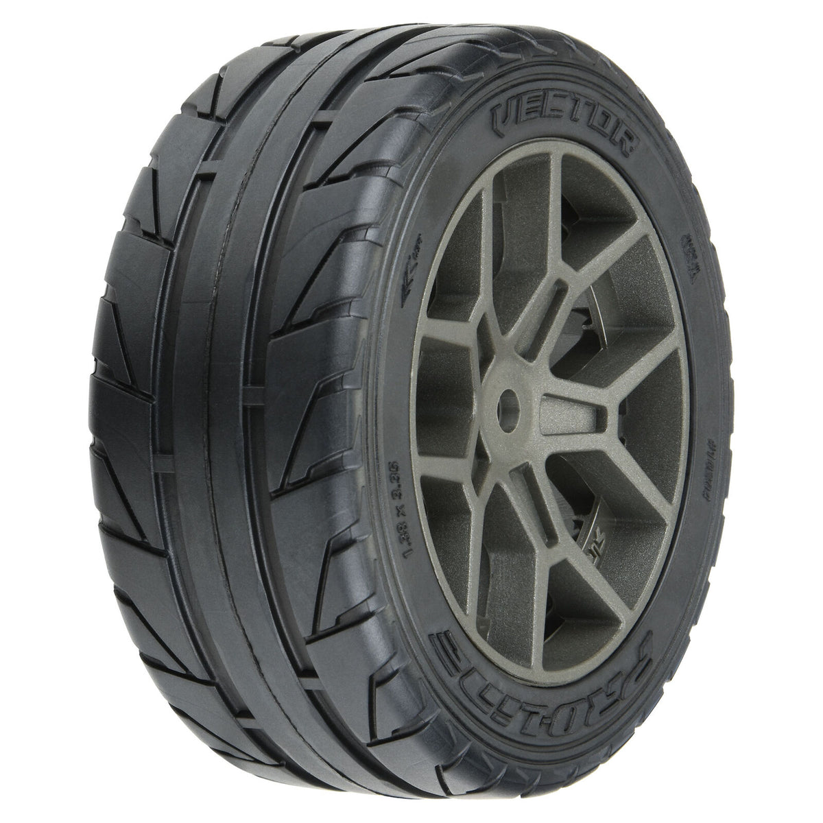 1/8 Vector S3 Front/Rear 35/85 2.4" Belted Mounted Tires, 14mm Gray: Vendetta - PRO1020410