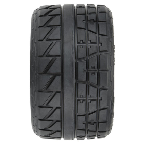 1/8 Menace HP BELTED Fr/Rr 3.8" MT Tires Mounted 17mm Black Raid (2) - PRO1020610
