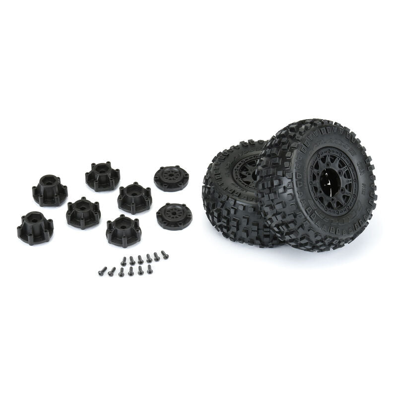 1/10 Badlands Front/Rear 2.2"/3.0" SC Mounted 12mm Black Raid (2) - PRO118210