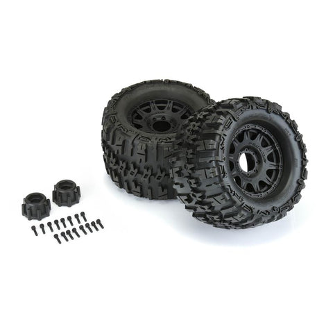 1/8 Trencher X F/R 3.8" MT Tires Mounted 17mm Blk Raid (2) - PRO118410