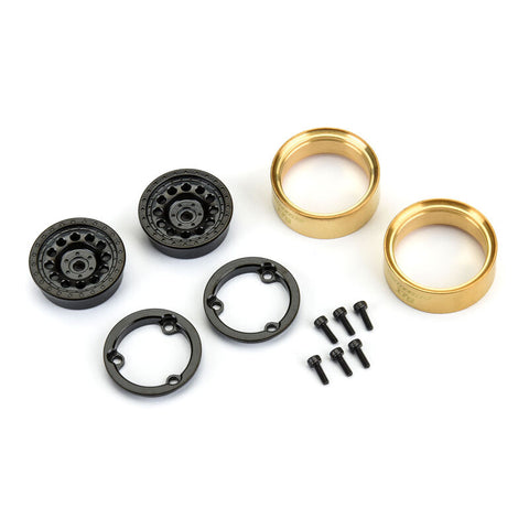 Pro-Line Racing 1/24 Rock Shooter Brass F/R 1.0" 7mm Crawler Wheels (2) Black - PRO281200