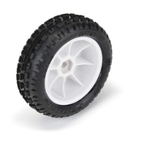 Pro-Line 1/18 Wedge Front Carpet Mini-B Tires Mounted 8mm White Wheels (2) - PRO829813
